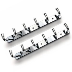 Stainless Steel Wall Mounted Hanger | Heavy Duty 6-Hook Coat & Towel Rack | Rust-Proof Chrome Finish | Bathroom, Bedroom & Kitchen Organizer [ pack of 2 ]