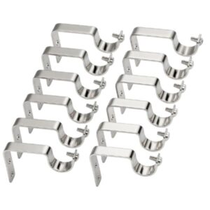 Stainless Steel Curtain Rod Bracket, Hooks [ pack of 12 ]