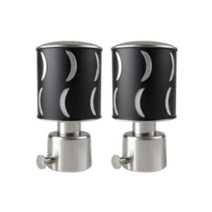 Designer Curtain Rod End Cap | Decorative Finial | Premium Stainless Steel & Matte Black Finish | Heavy Duty Rod Fitting [ pack of 2 ]