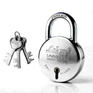 Liking Universe 65MM Double Locking Padlock – Heavy Duty Hardened Steel Security Lock with 3 Keys