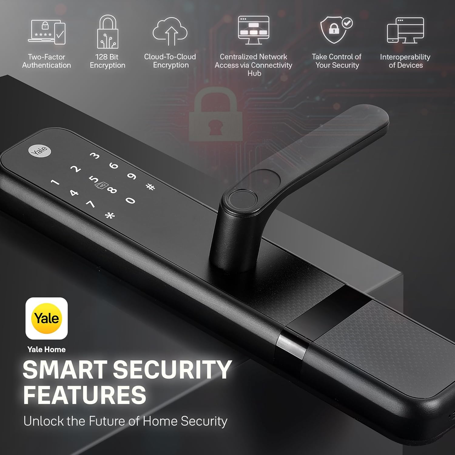 Yale Zuri Smart Door Lock with Fingerprint, PIN, RFID Card, Mechanical Key & Bluetooth App Control – Advanced 5-Way Security Smart Lock (Black) - Image 4