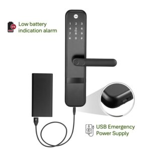 Yale Zuri Smart Door Lock with Fingerprint, PIN, RFID Card, Mechanical Key & Bluetooth App Control – Advanced 5-Way Security Smart Lock (Black)