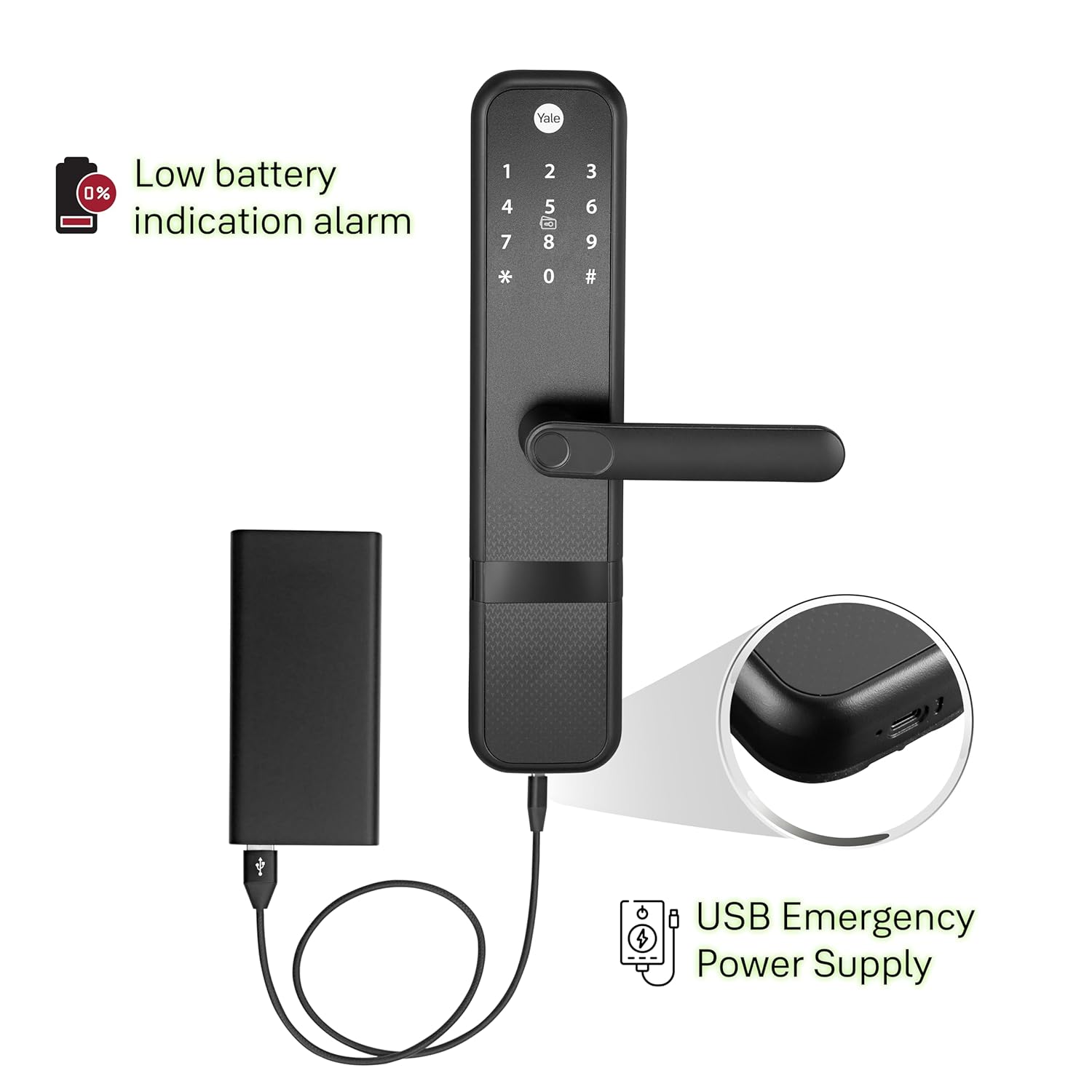 Yale Zuri Smart Door Lock with Fingerprint, PIN, RFID Card, Mechanical Key & Bluetooth App Control – Advanced 5-Way Security Smart Lock (Black)
