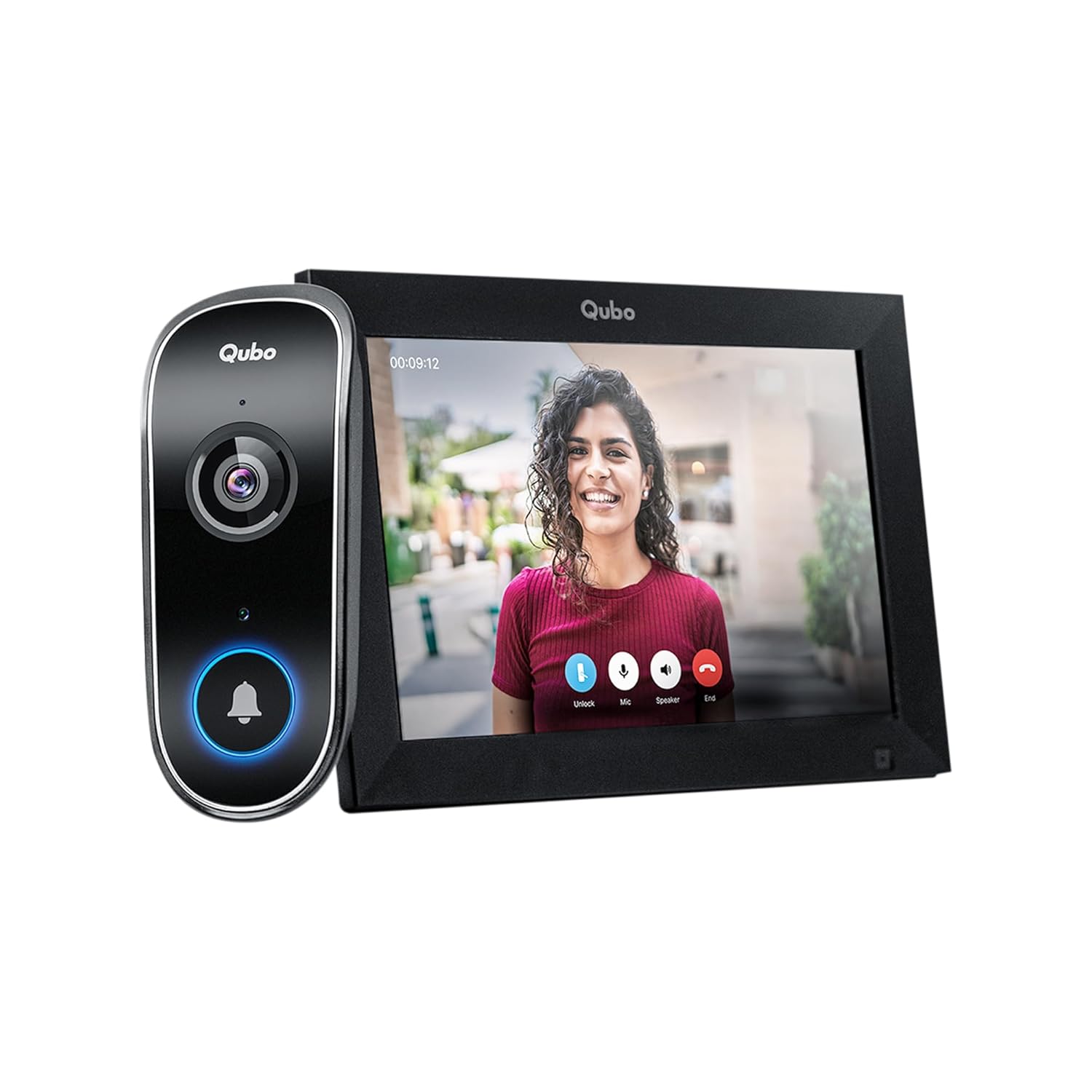 Qubo Instaview Smart Video Doorphone 2K with Wireless Home Tab | 3MP Camera, Two-Way Talk, AI Detection & Instant Video Calling