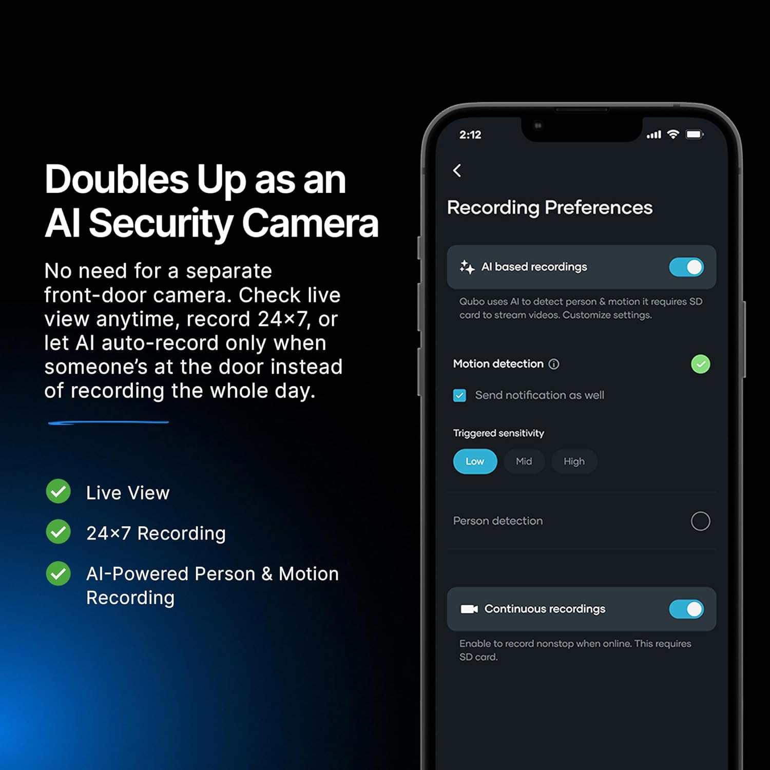 Qubo Instaview Smart Video Doorphone 2K with Wireless Home Tab | 3MP Camera, Two-Way Talk, AI Detection & Instant Video Calling - Image 3
